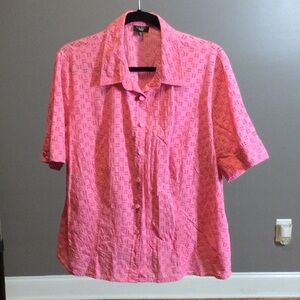 16W Talbots Pink Short Sleeve Cotton Shirt